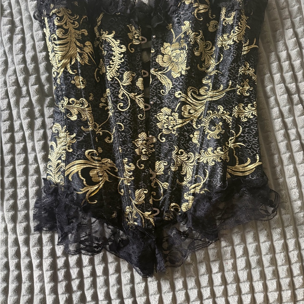 Black and Gold Lace Corset
